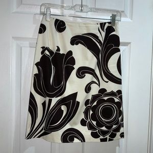 Talbots Petites cotton blend skirt Sz 2P floral stretch side zip lined vintage